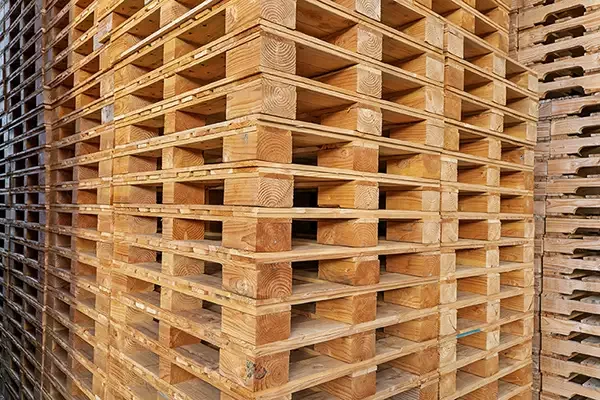 large stack of block pallets